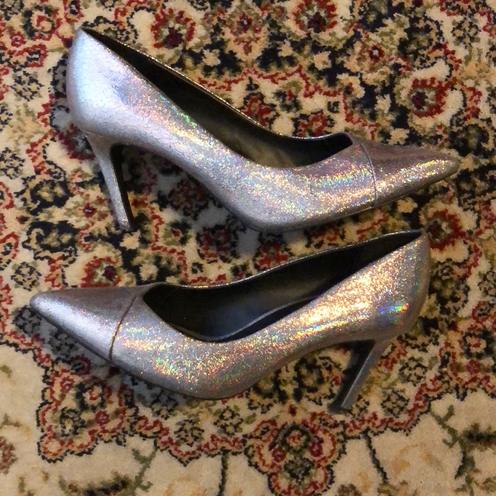 Zara worn once sparkly silver heels